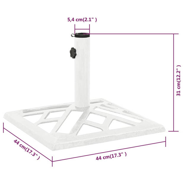 vidaXL Parasolvoet 44x44x31 cm gietijzer wit