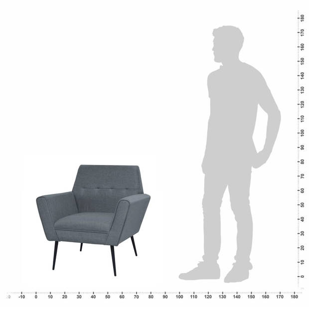 vidaXL Fauteuil staal en stof lichtgrijs