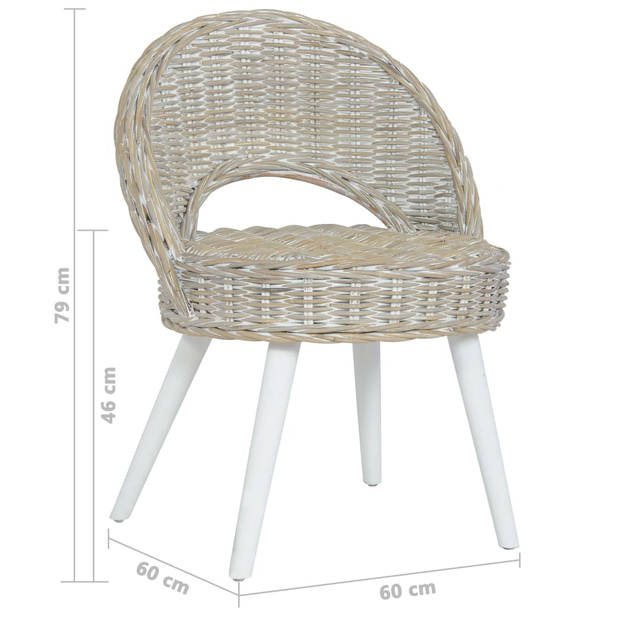 vidaXL Fauteuil kubu rattan wit