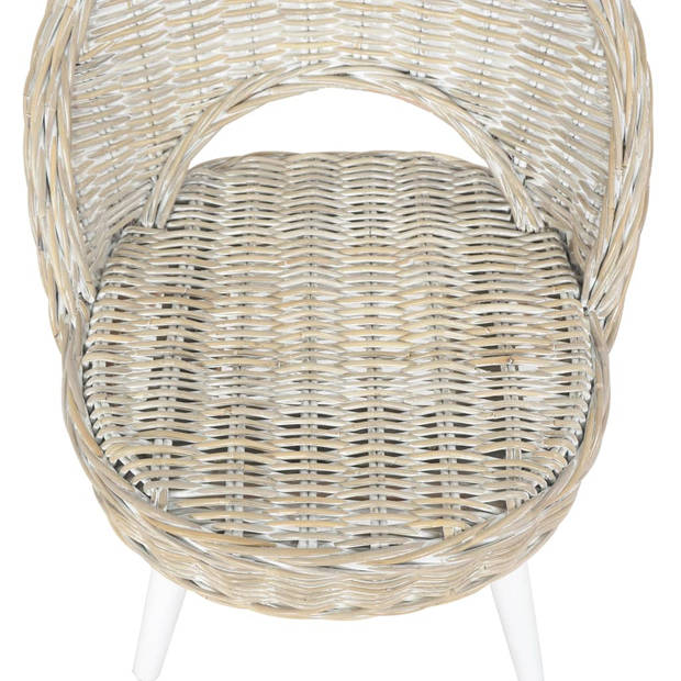 vidaXL Fauteuil kubu rattan wit