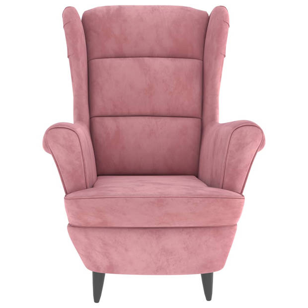 vidaXL Fauteuil met voetenbank fluweel roze