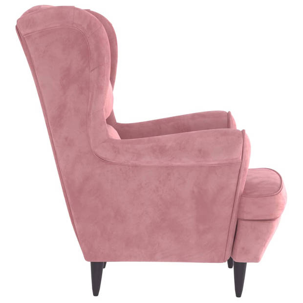 vidaXL Fauteuil met voetenbank fluweel roze