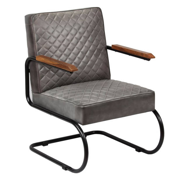 vidaXL Fauteuil echt leer grijs