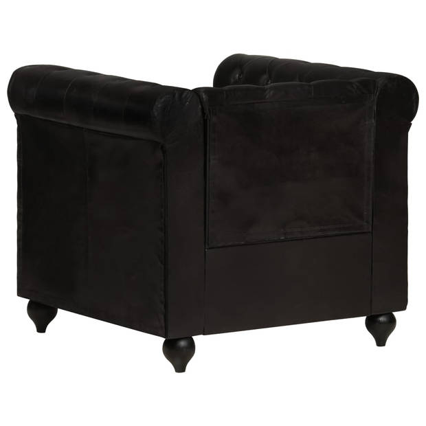 vidaXL Fauteuil Chesterfield-stijl echt leer zwart