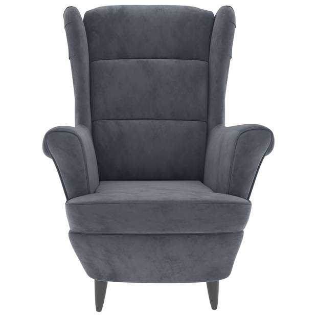 vidaXL Fauteuil met voetenbank fluweel donkergrijs