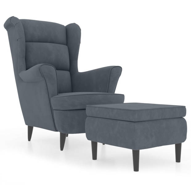 vidaXL Fauteuil met voetenbank fluweel donkergrijs