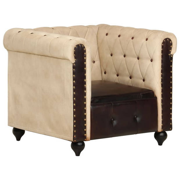 vidaXL Fauteuil Chesterfield-stijl echt leer bruin