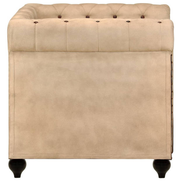 vidaXL Fauteuil Chesterfield-stijl echt leer bruin