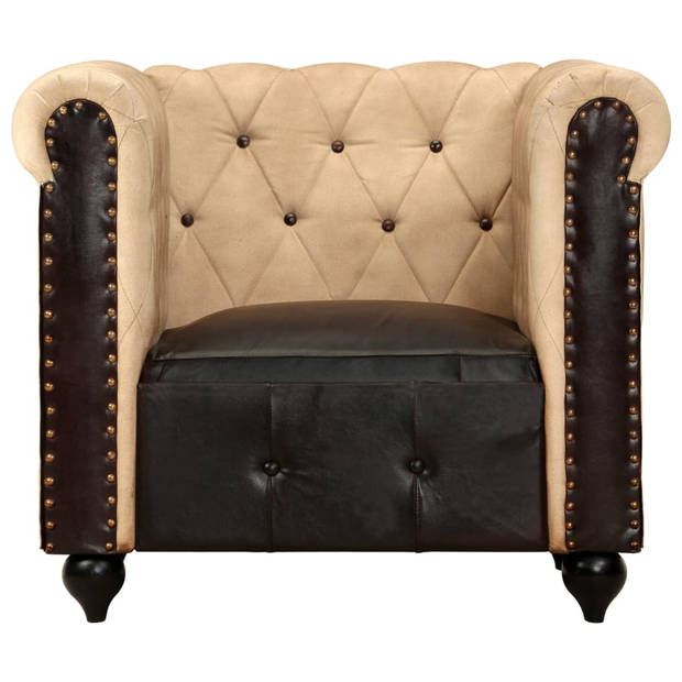 vidaXL Fauteuil Chesterfield-stijl echt leer bruin