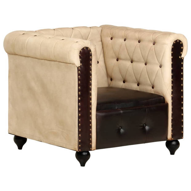 vidaXL Fauteuil Chesterfield-stijl echt leer bruin