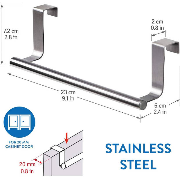 Tatkraft HORIZON - RVS Kastdeur Handdoekrek 2-pack