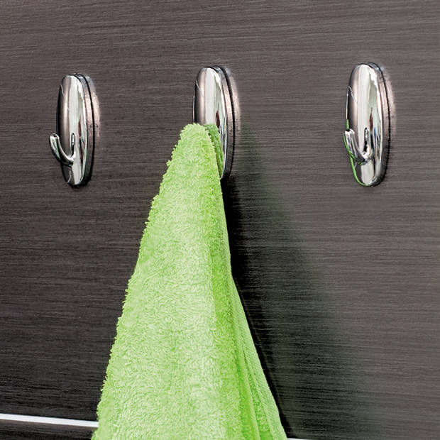 Tatkraft ATLANTE 3 delige Set zelfklevende handdoekhouders voor badkamer/keuken, Chroomgekleurd