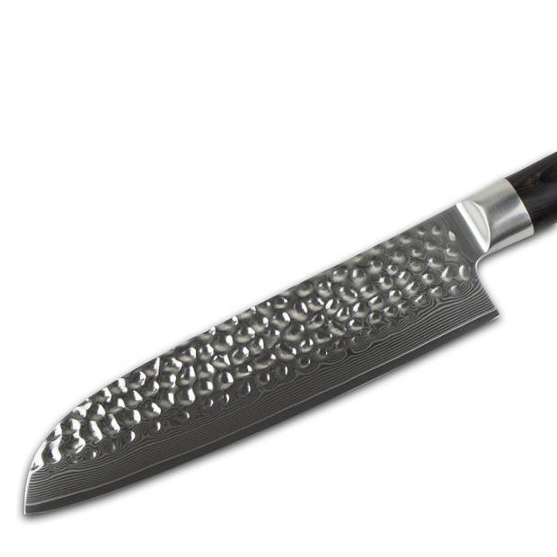 Shinrai Japan Hammered Damast BR Damascus Santoku 18 cm