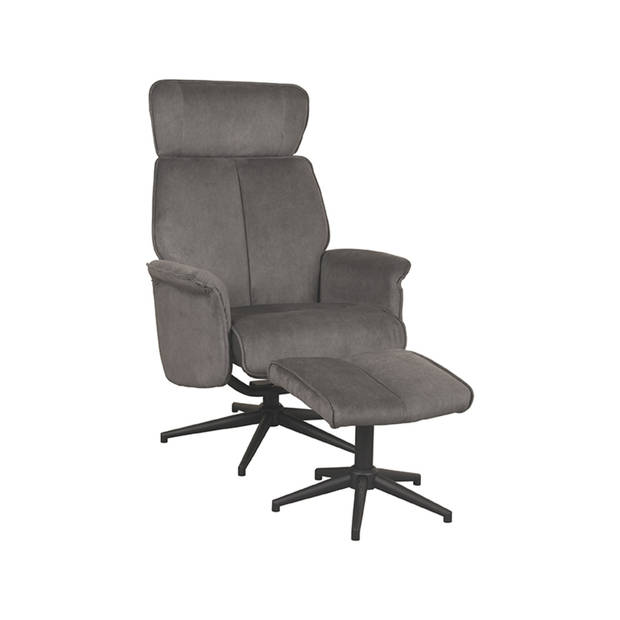 LABEL51 Fauteuil Verdal - Antraciet - Cosmo - Incl. Hocker - 79x77x109 cm