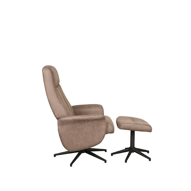 LABEL51 Fauteuil Bergen - Taupe - Micro Suede - Incl. Hocker - 62x77x53 cm