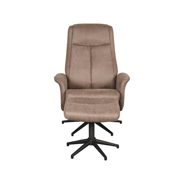 LABEL51 Fauteuil Bergen - Taupe - Micro Suede - Incl. Hocker - 62x77x53 cm