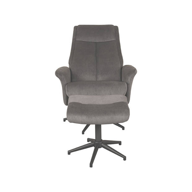 LABEL51 Fauteuil Bergen - Antraciet - Cosmo - Incl. Hocker - 62x77x53 cm