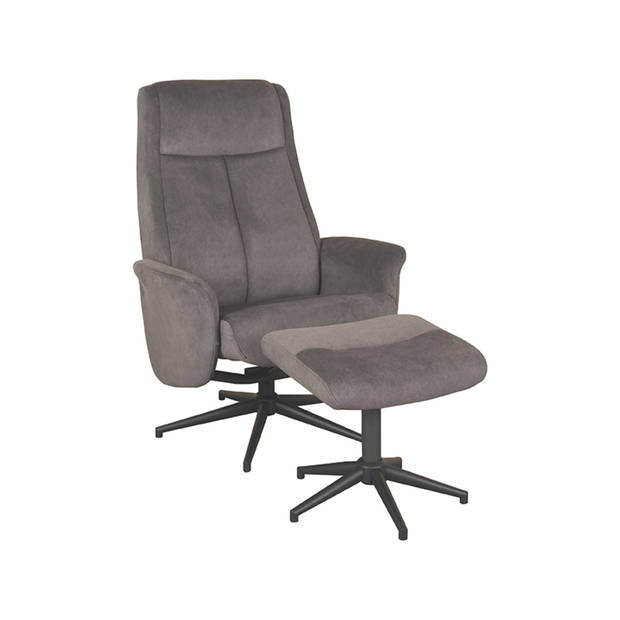 LABEL51 Fauteuil Bergen - Antraciet - Cosmo - Incl. Hocker - 62x77x53 cm