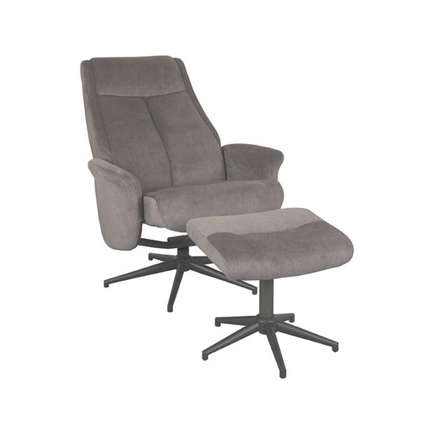 LABEL51 Fauteuil Bergen - Antraciet - Cosmo - Incl. Hocker - 62x77x53 cm