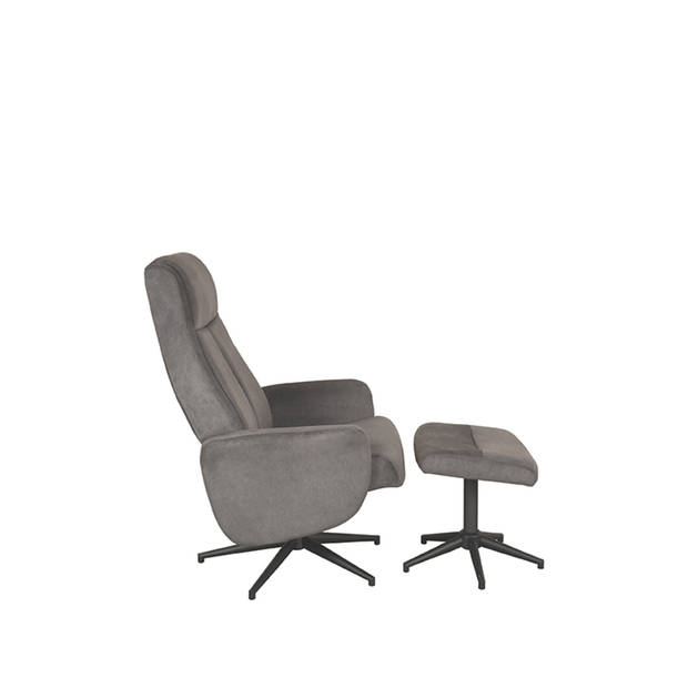 LABEL51 Fauteuil Bergen - Antraciet - Cosmo - Incl. Hocker - 62x77x53 cm