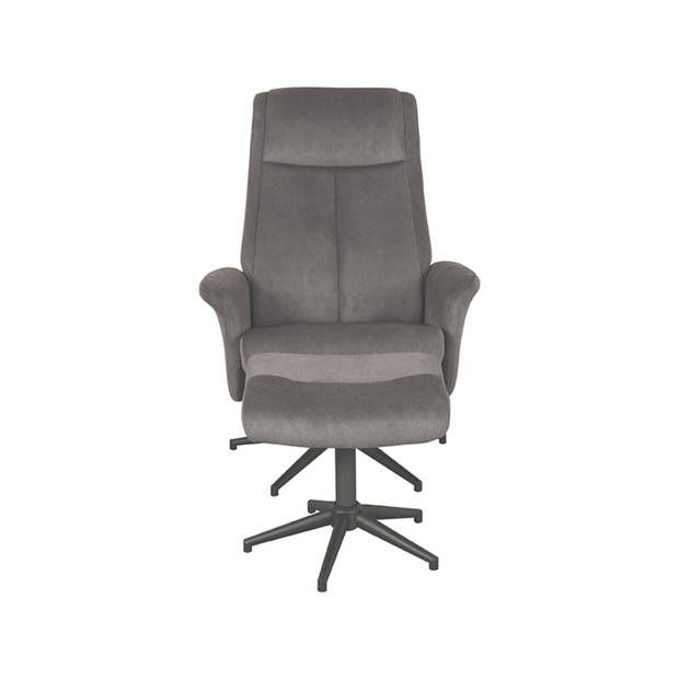 LABEL51 Fauteuil Bergen - Antraciet - Cosmo - Incl. Hocker - 62x77x53 cm