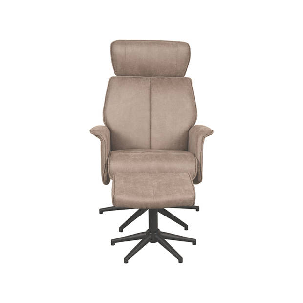 LABEL51 Fauteuil Verdal - Taupe - Micro Suede - Incl. Hocker - 79x77x109 cm