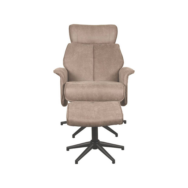 LABEL51 Fauteuil Verdal - Taupe - Micro Suede - Incl. Hocker - 79x77x109 cm