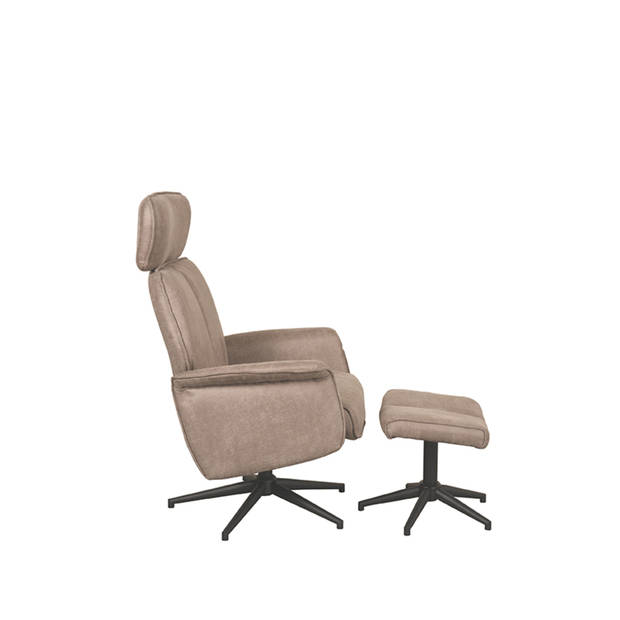 LABEL51 Fauteuil Verdal - Taupe - Micro Suede - Incl. Hocker - 79x77x109 cm