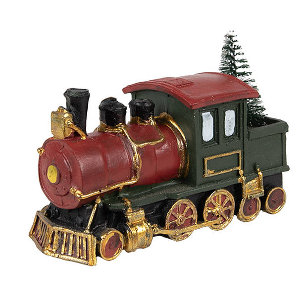 Clayre & Eef Decoratie Trein 11x5x7 cm Rood Groen Kunststof Kerstdecoratie Rood Kerstdecoratie