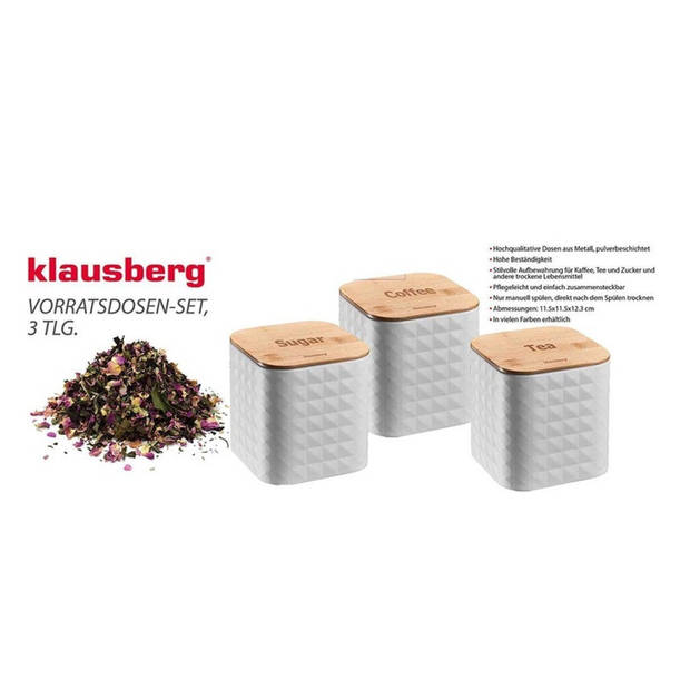 Klausberg 7485 - opberg bussen - koffie - thee - suiker - wit