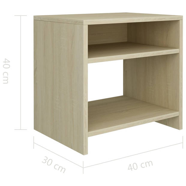 vidaXL Nachtkastjes 2 st 40x30x40 cm bewerkt hout sonoma eikenkleurig