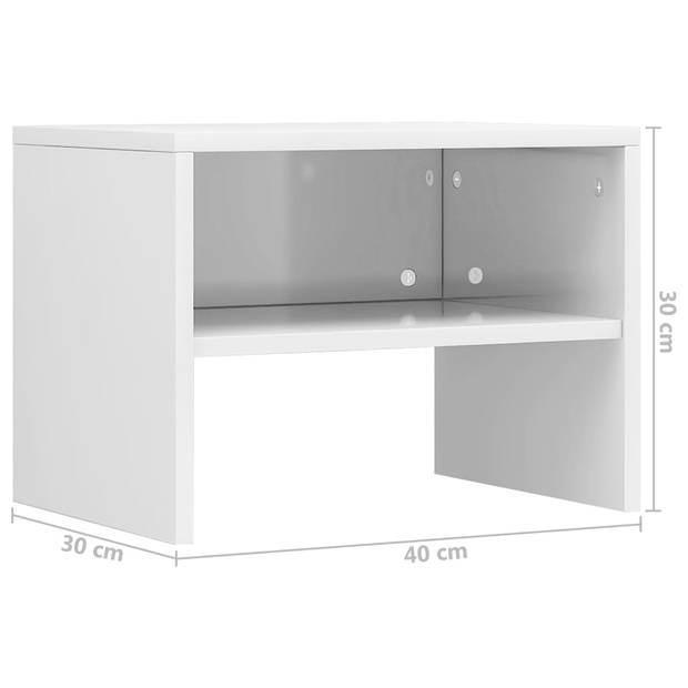 vidaXL Nachtkastjes 2 st 40x30x30 cm bewerkt hout hoogglans wit