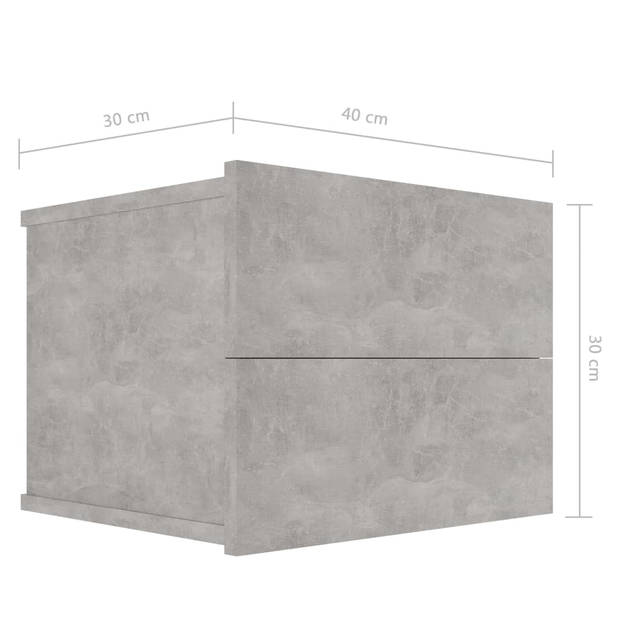 vidaXL Nachtkastjes 2 st 40x30x30 cm bewerkt hout betongrijs