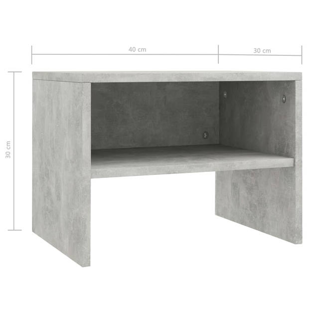 vidaXL Nachtkastjes 2 st 40x30x30 cm bewerkt hout betongrijs