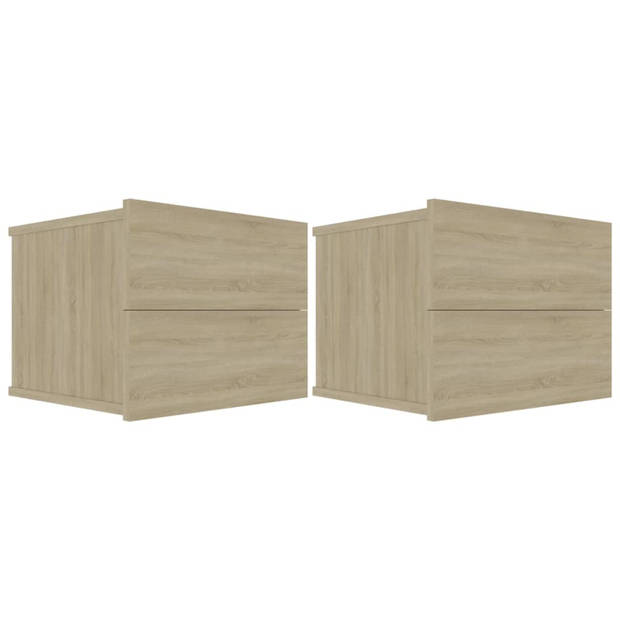 vidaXL Nachtkastjes 2 st 40x30x30 cm bewerkt hout sonoma eikenkleurig