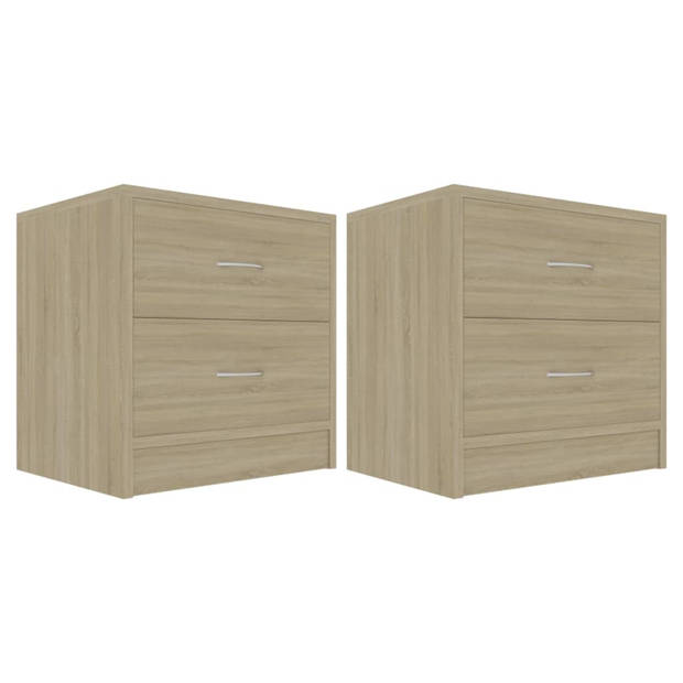 vidaXL Nachtkastjes 2 st 40x30x40 cm bewerkt hout sonoma eikenkleurig