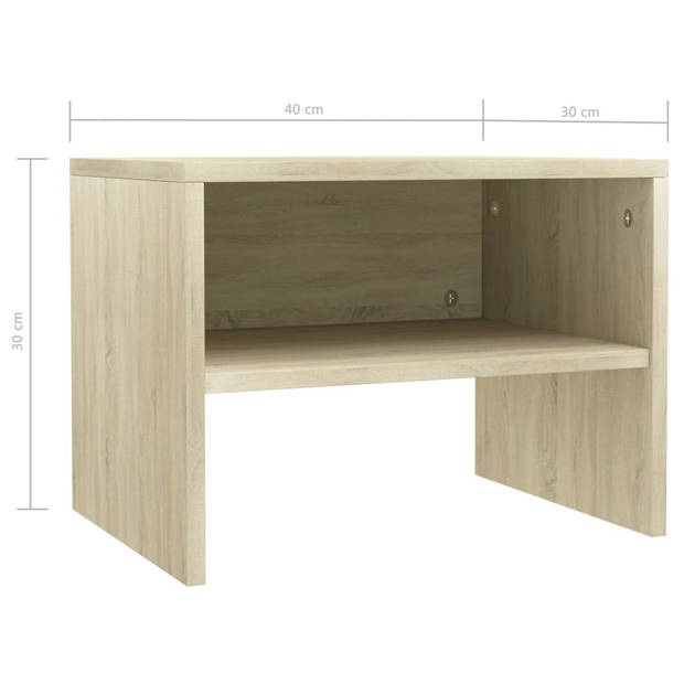 vidaXL Nachtkastje 40x30x30 cm bewerkt hout sonoma eikenkleurig