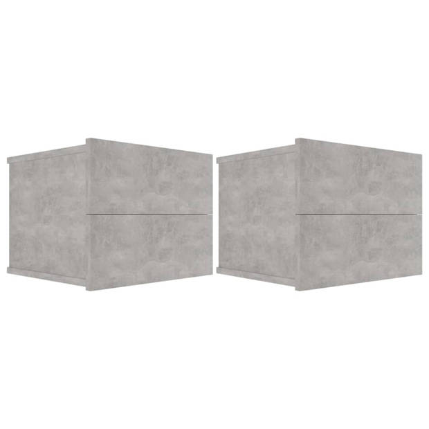 vidaXL Nachtkastjes 2 st 40x30x30 cm bewerkt hout betongrijs