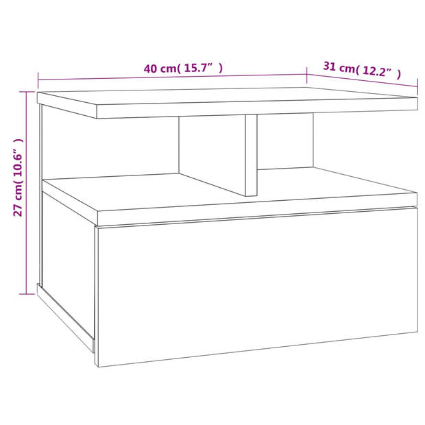 vidaXL Nachtkastjes 2 st 40x31x27 cm bewerkt hout sonoma eikenkleurig