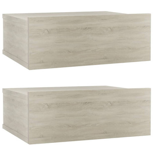 vidaXL Nachtkastjes 2 st 40x30x15 cm bewerkt hout sonoma eikenkleurig