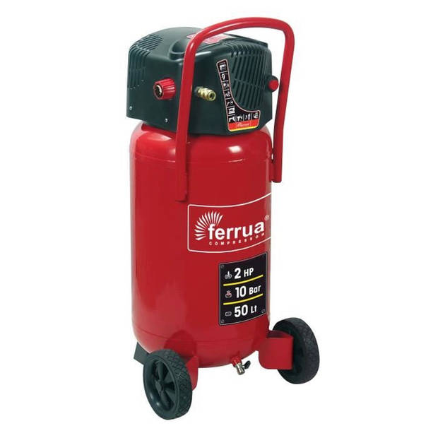 FERRUA Verticale luchtcompressor 50 L zonder olie 2 HP 10 bar