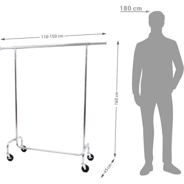 Tatkraft DIDRIK - Uitschuifbaar kledingrek - 130kg draaggewicht