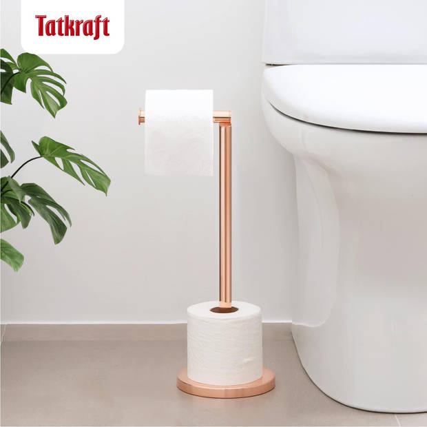 Tatkraft TESS Rosegoud - Luxe RVS Toiletpapier Houder Vrijstaand - 4 rollen