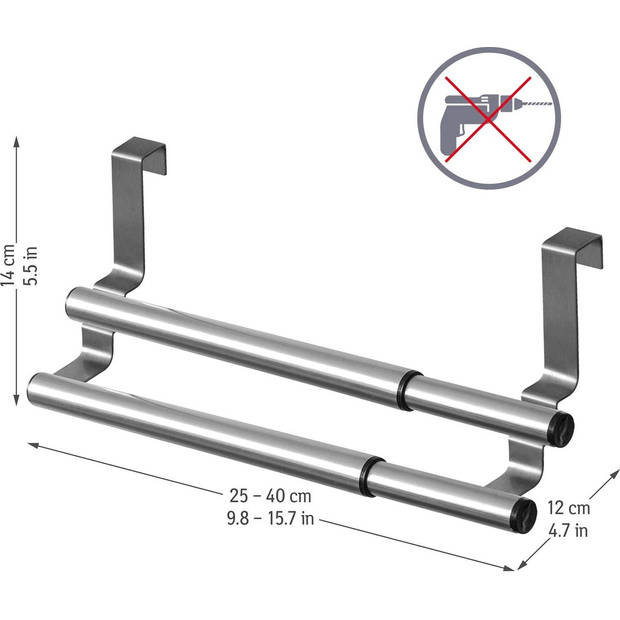 Tatkraft DOUBLE - Uitschuifbaar RVS handdoekrek voor kastdeur