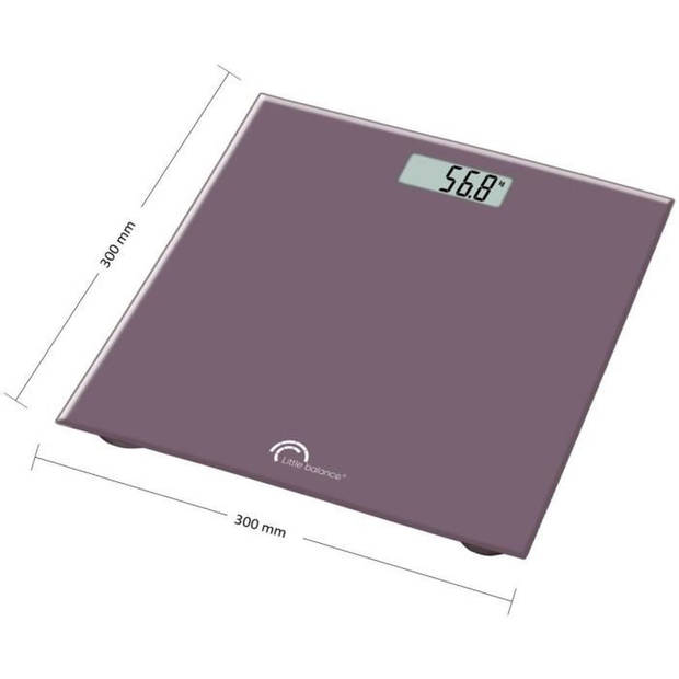 Elektronische personenweegschaal - LITTLE BALANCE - max. 160 kg - blad van gehard glas - pruimkleur