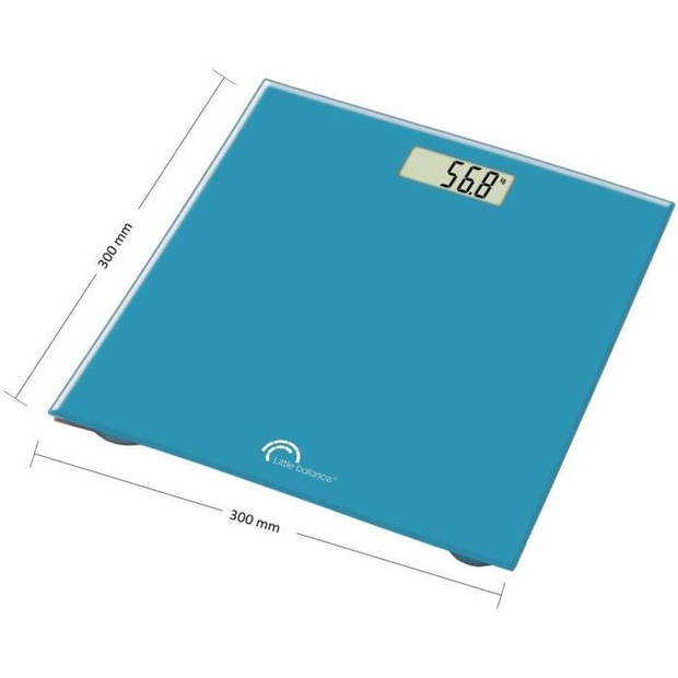 Elektronische personenweegschaal - LITTLE BALANCE - max. 160 kg - blad van gehard glas - turquoise kleur