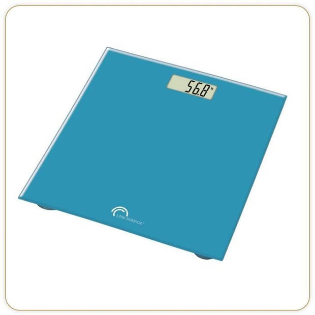 Elektronische personenweegschaal - LITTLE BALANCE - max. 160 kg - blad van gehard glas - turquoise kleur