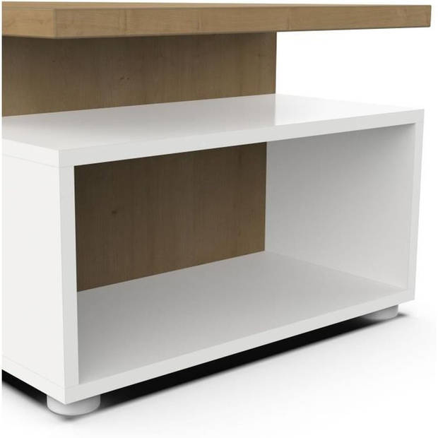 ACCESS rechthoekige salontafel - 3 Nis - Hamilton eik en wit decor - L 91,8 x D 50 x H 36 cm - DEMEYERE