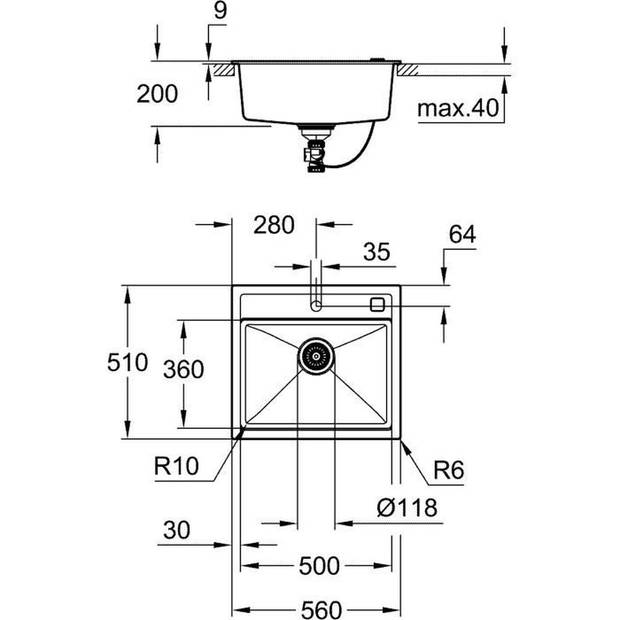 Composiet spoelbak - GROHE - K700