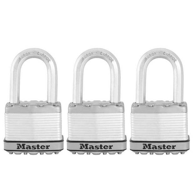 Set van 3 hangsloten Master Lock M5eurtrilf - Zeer hoge beveiliging - LADED STAAL - Outdoor Use - Anse M